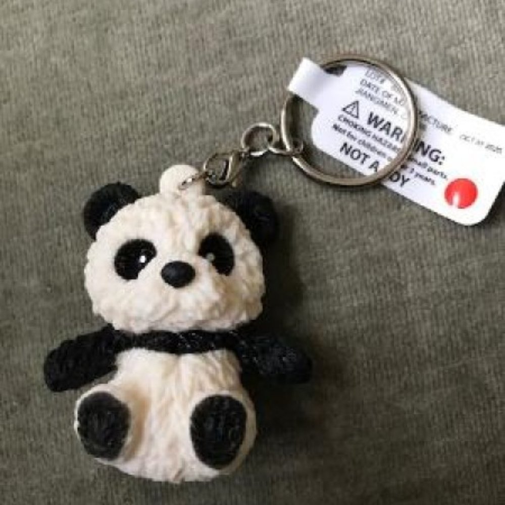 Rubber Squish Teddy Bear Keychain